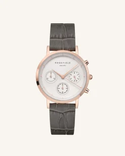Rosefield Croco Grey Rose Gold Strap Clearance