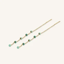 Rosefield Emerald Dotted Threader Earrings Discount