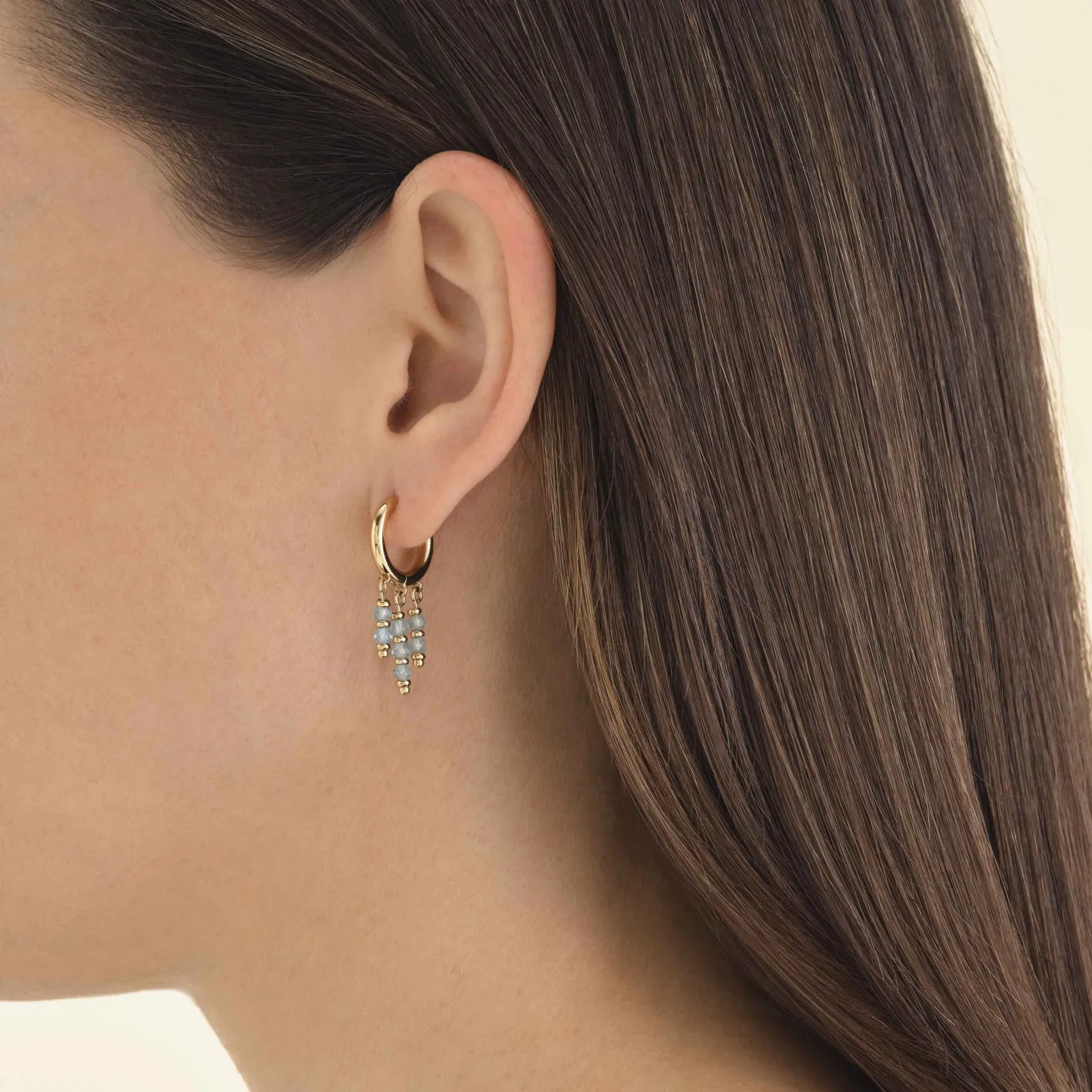 Rosefield Hanging Beads Hoops Blue New