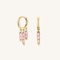 Rosefield Hanging Beads Hoops Pink Online