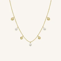 Rosefield Multi shell and pearl necklace Discount