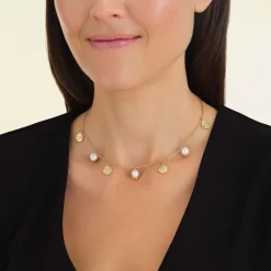 Rosefield Multi shell and pearl necklace Discount