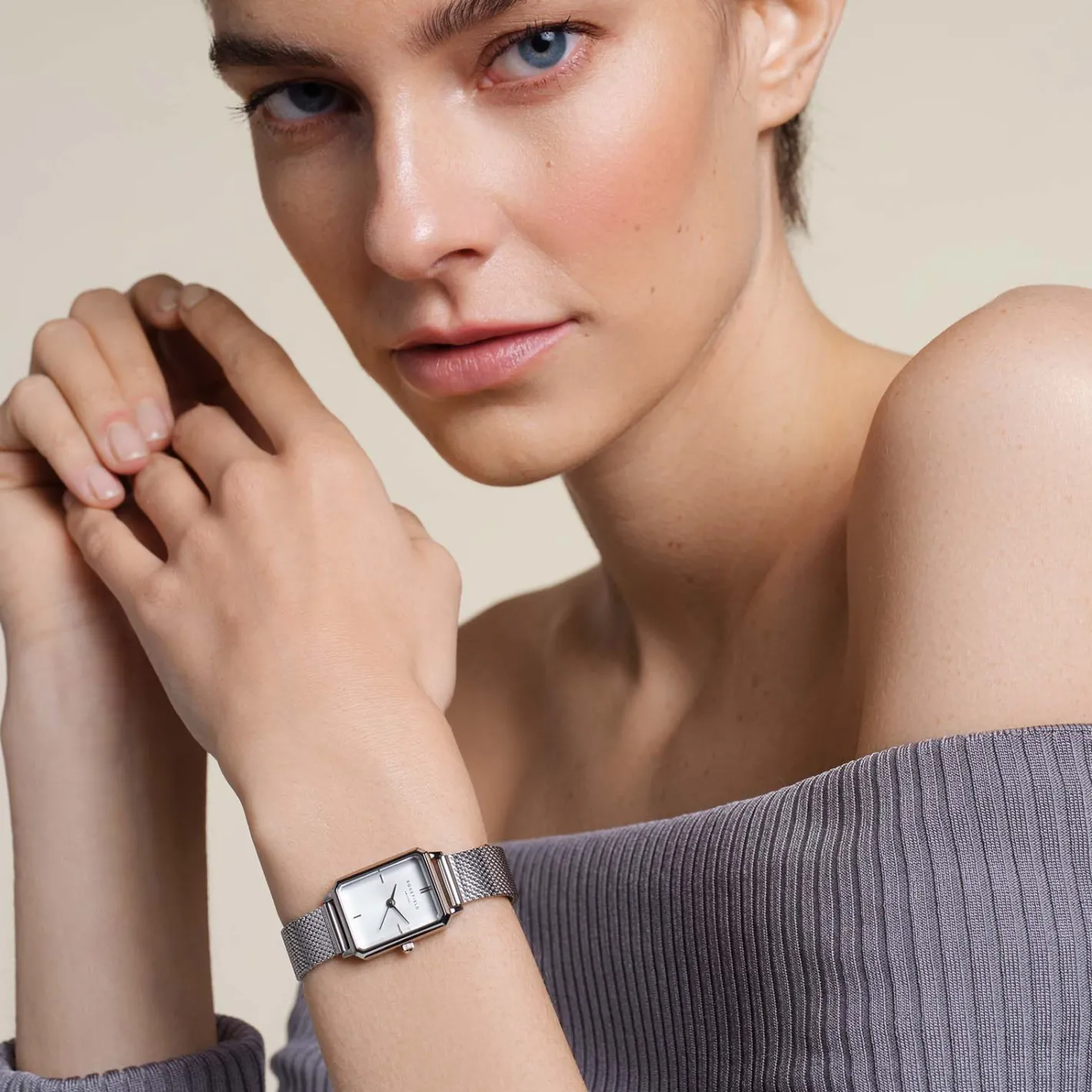 Rosefield Octagon XS Mesh Silver New