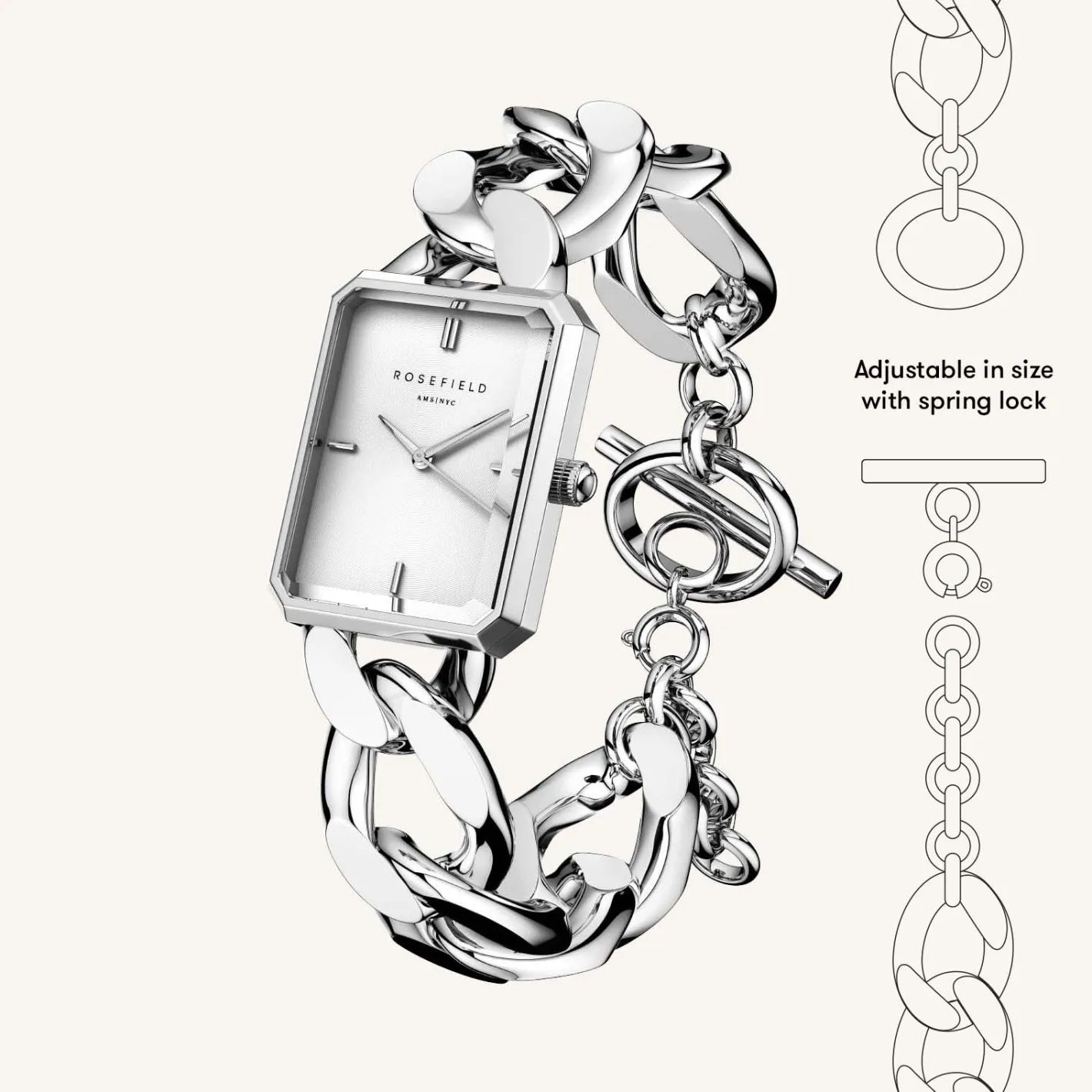 Rosefield Octagon XS Studio Silver New