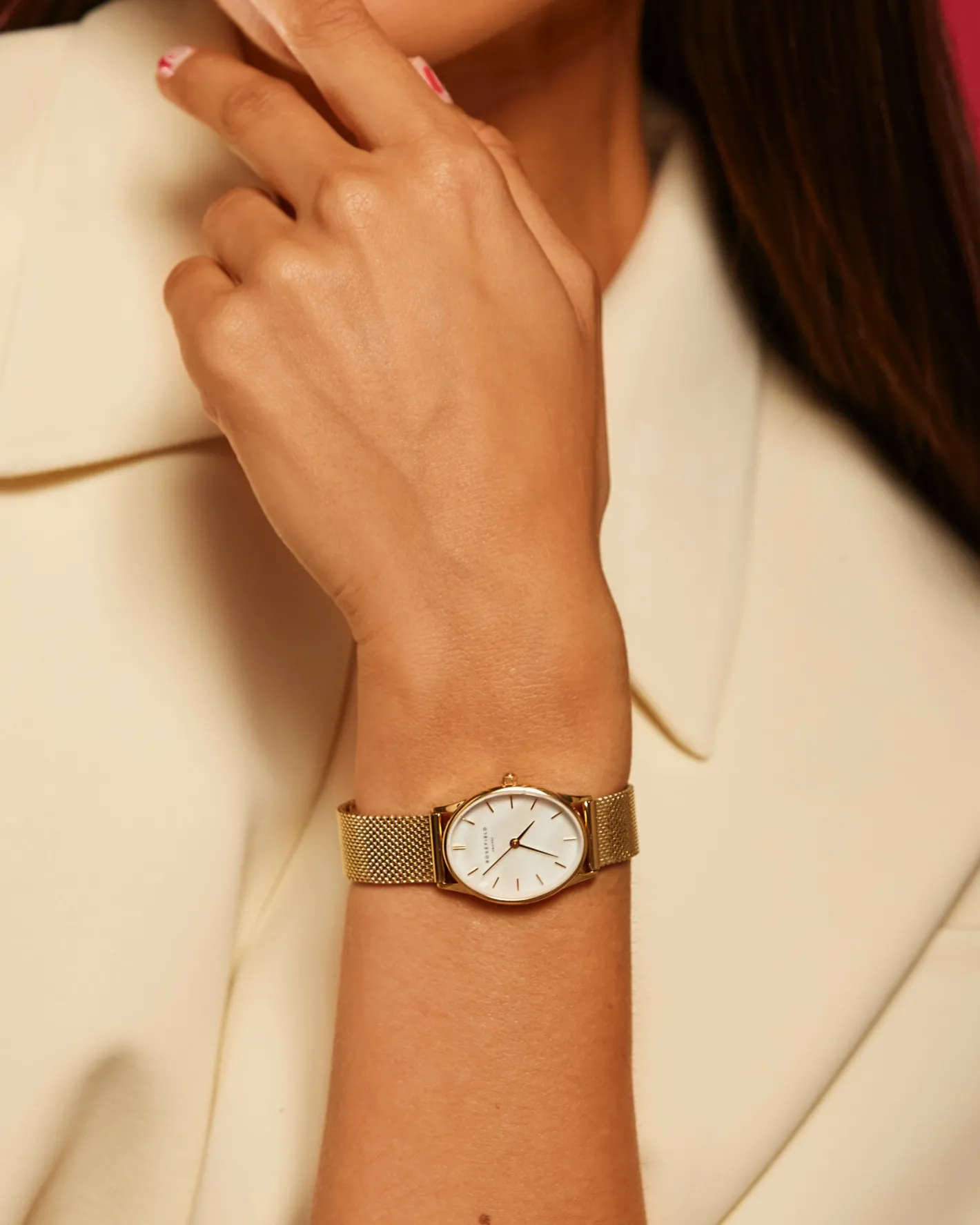 Rosefield Oval Pearl Gold Mesh Discount