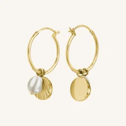 Rosefield Shell and pearl hoops Discount