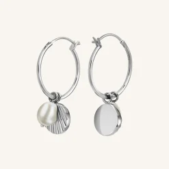 Rosefield Shell and pearl hoops Discount