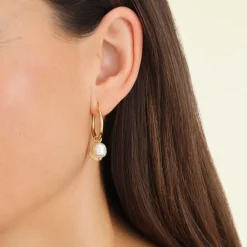 Rosefield Shell and pearl hoops Discount
