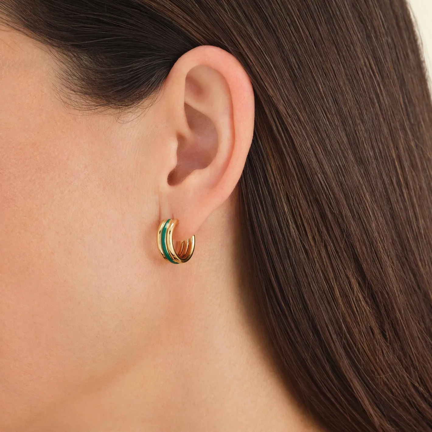 Rosefield Triple Hoop Emerald Fashion